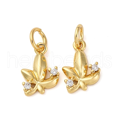 Brass Micro Pave Clear Cubic Zirconia Charms KK-P308-72G-1