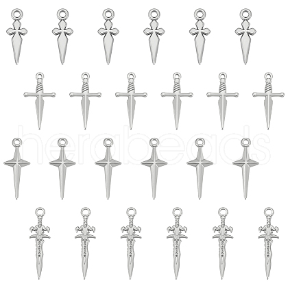 Unicraftale 24Pcs 4 Styles 304 Stainless Steel Pendants STAS-UN0060-02-1