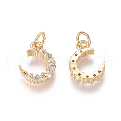 Brass Micro Pave Clear Cubic Zirconia Charms X-ZIRC-I036-02G-1