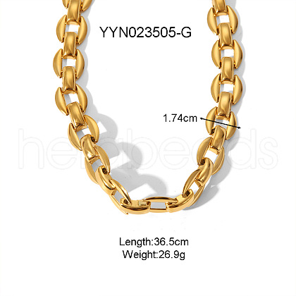 Classic Stainless Steel Oval Link Chain Necklaces for Unisex KZ4634-2-1