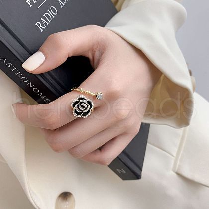 Alloy Rhinestone Adjustable Open Cuff Rings FS-WG54D79-01-1