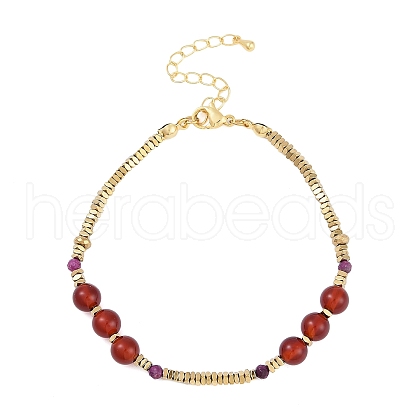 Natural Carnelian & Synthetic Non-magnetic Hematite Braided Bracelets for Women HG4733-1