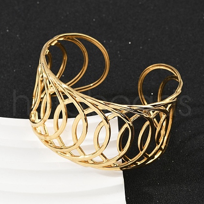304 Stainless Steel Cuff Bangles BJEW-U045-02G-1
