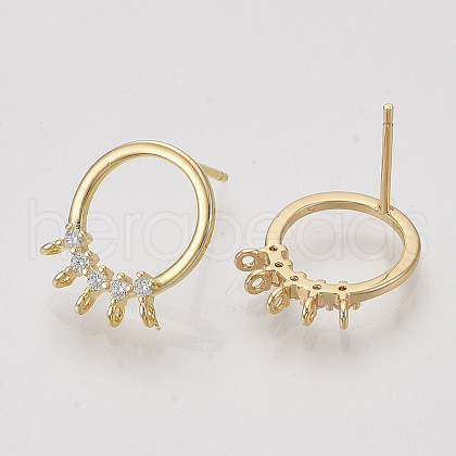 Brass Cubic Zirconia Stud Earring Findings KK-S350-026-1