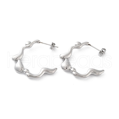 Non-Tarnish 304 Stainless Steel Twist Ring Stud Earrings EJEW-D095-08P-1