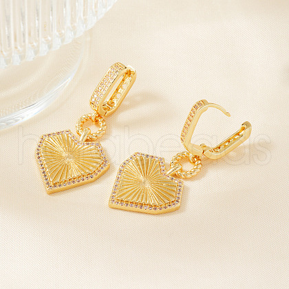 Elegant Brass Clear Cubic Zirconia Heart Hoop Earrings QB5366-2-1