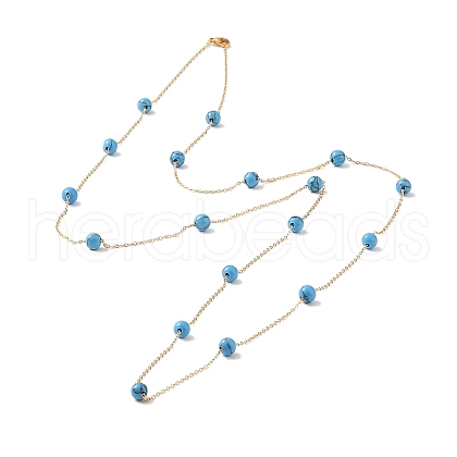 Synthetic Turquoise Beads Necklaces BJEW-B078-01G-1