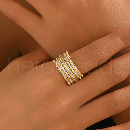 Brass Micro Pave Cubic Zirconia Finger Rings for Women YO5989-3-1