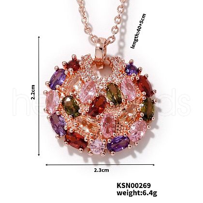 Brass Colorful Rhinestone Pendant Necklaces for Women IM3038-4-1