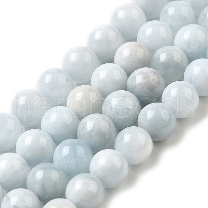 Natural Aquamarine Beads Strands G-P342-11-8mm-AB-01-1
