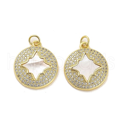 Brass Micro Pave Clear Cubic Zirconia Pendants KK-K365-02E-G-1