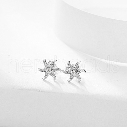 925 Sterling Silver Clear Cubic Zirconia Stud Earrings FS-WG4853F-01-1