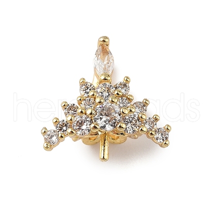 Brass Micro Pave Clear Cubic Zirconia Hoop Earring Findings KK-D369-03G-1