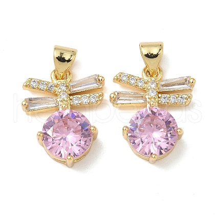 Brass Micro Pave Cubic Zirconia Pendants KK-Q068-29G-1