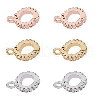 HOBBIESAY 6Pcs 3 Colors Brass Cubic Zirconia Enhancer Shortener Bails ZIRC-HY0001-11-1