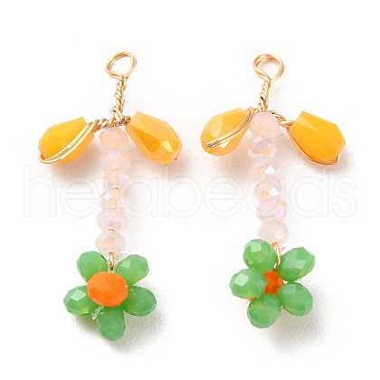 Glass Beaded Pendants GLAA-K060-02G-01-1