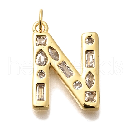 Brass Micro Pave Clear Cubic Zirconia Pendants KK-G521-01G-N-1