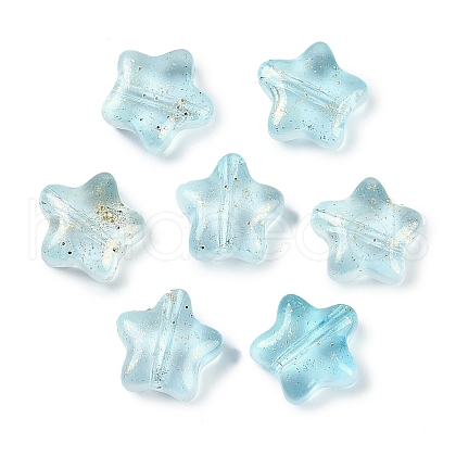 Transparent Spray Painted Frosted Glass Beads GLAA-NH0003-01G-1