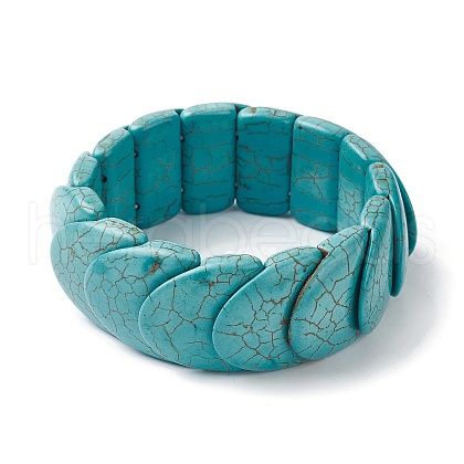 Synthetic Turquoise Beaded Stretch Bracelets BJEW-P299-08A-1