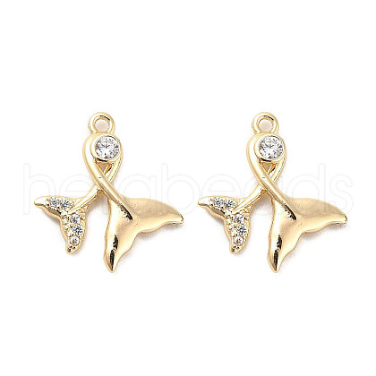 Brass Micro Pave Clear Cubic Zirconia Pendants KK-C054-16G-1