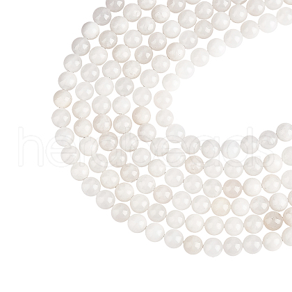 ARRICRAFT Natural White Jade Round Bead Strands G-AR0001-26-1
