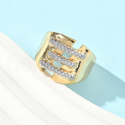 Brass Micro Pave Cubic Zirconia Cuff Rings RJEW-D307-05G-B-1