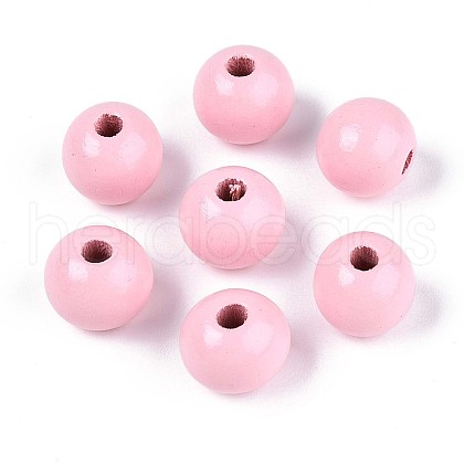 Spray Painted Round Natural Schima Wood Beads WOOD-A018-12mm-05-1