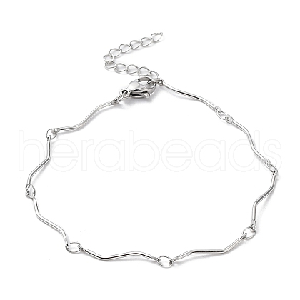 Non-Tarnish 304 Stainless Steel Twist Bar Link Chain Bracelet BJEW-K226-06P-1