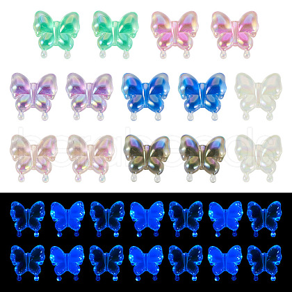 12Pcs 6 Colors Luminous UV Plating Rainbow Iridescent Acrylic Beads OACR-TA0001-50-1