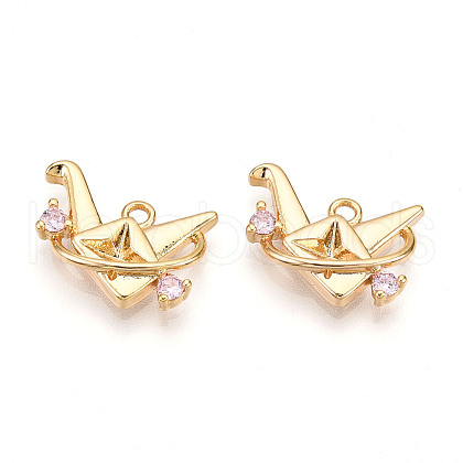 Brass Micro Pave Cubic Zirconia Charms KK-N261-72G-1