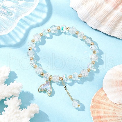 4Pcs Brass Glass Beads Stretch Bracelets BJEW-JB11769-04-1