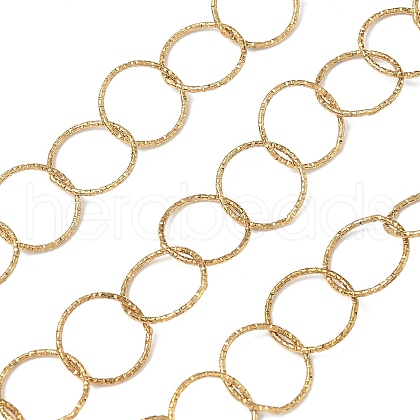 304 Stainless Steel Textured Ring Link Chains CHS-C018-10G-1