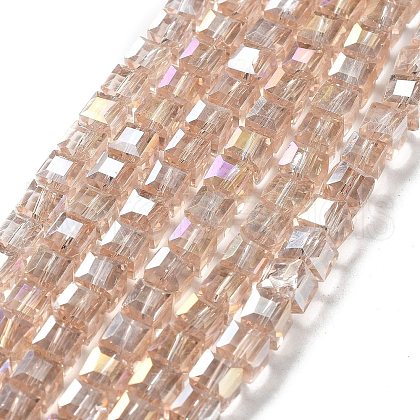 Electroplate Glass Beads Strands EGLA-D018-6x6mm-75-1