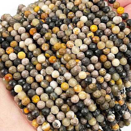 Natural Bumblebee Jasper Beads Strands G-L597-C03-02-1