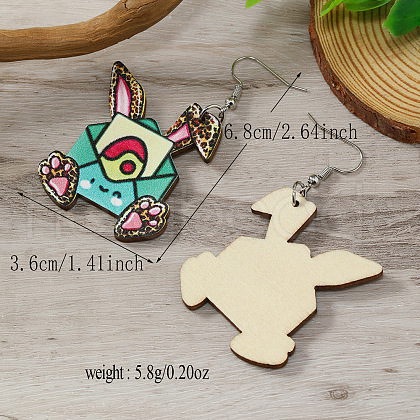 Cute Rabbit Wooden Dangle Earrings for Easter ZX2883-3-1