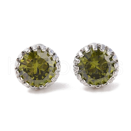 Rack Plating Brass Pave Single Cubic Zirconia Stud Earrings X-EJEW-I304-02P-01-1