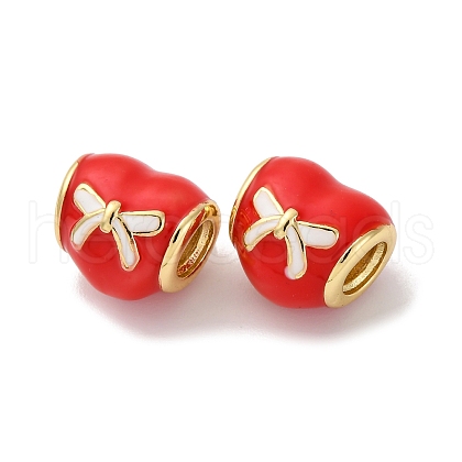 Brass Enamel European Beads KK-Q098-34G-1