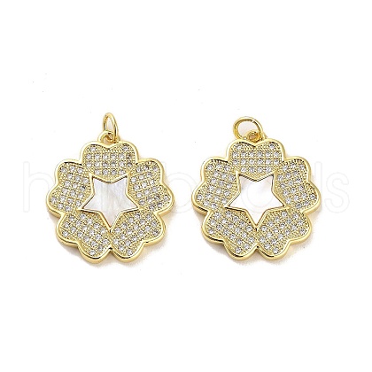 Brass Micro Pave Clear Cubic Zirconia Pendants KK-K365-05E-G-1