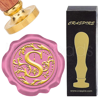 Brass Wax Seal Stamps with Wood Handle AJEW-WH0412-0252-1