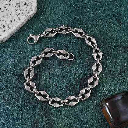 304 Stainless Steel Coffee Bean Chain Bracelets for Women Men BJEW-F488-12P-1