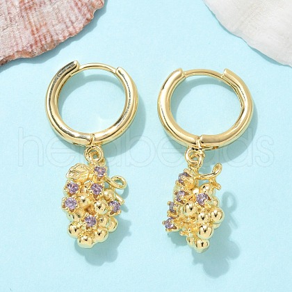 Brass Cubic Zirconia Hoop Earrings EJEW-Q015-02G-D-1