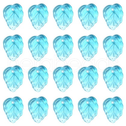 Autumn Theme Two-Tone Transparent Glass Charms GLAA-YW0001-53B-1