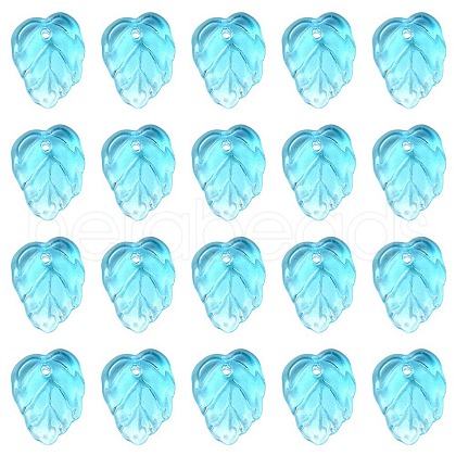 Autumn Theme Two-Tone Transparent Glass Charms GLAA-YW0001-53B-1