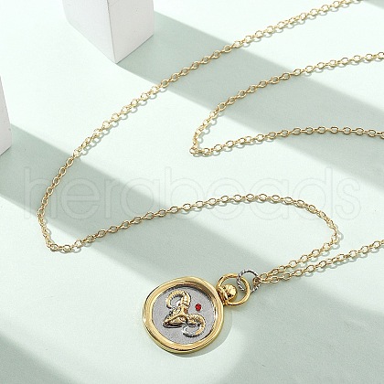Brass Twelve Constellations Tarot Pendant Necklaces NJEW-Q006-01C-G-1