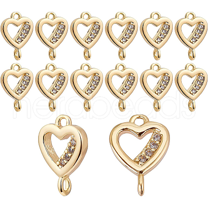 BENECREAT 16Pcs Brass Micro Pave Clear Cubic Zirconia Links Connectors ZIRC-BC0001-07-1