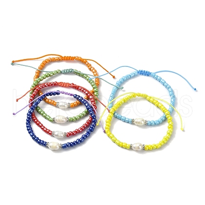 6Pcs 6 Colors Glass Seed Bead Bracelets BJEW-JB09991-1