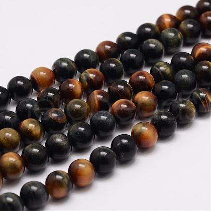 Natural Tiger Eye Bead Strands G-K153-B39-6mm-A-1