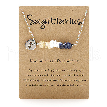 Natural Citrine & Sodalite & Howlite Chip & Alloy Constellation Pendant Necklaces WGB0CBC-06-1