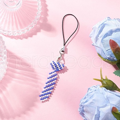 Grade A Round Glass Seed Beads with 304 Stainless Steel Open Jump Rings and Fishing Thread Nylon Wire and Cord Loop KEYC-MZ00251-1