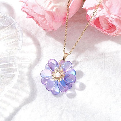 Glass Pendant Necklaces NJEW-MZ00112-10-1